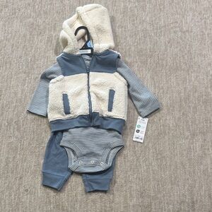 Blue and Cream Baby Outfit with Hoodie